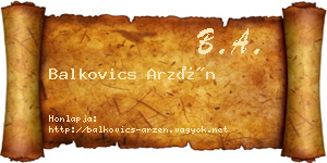 Balkovics Arzén névjegykártya
